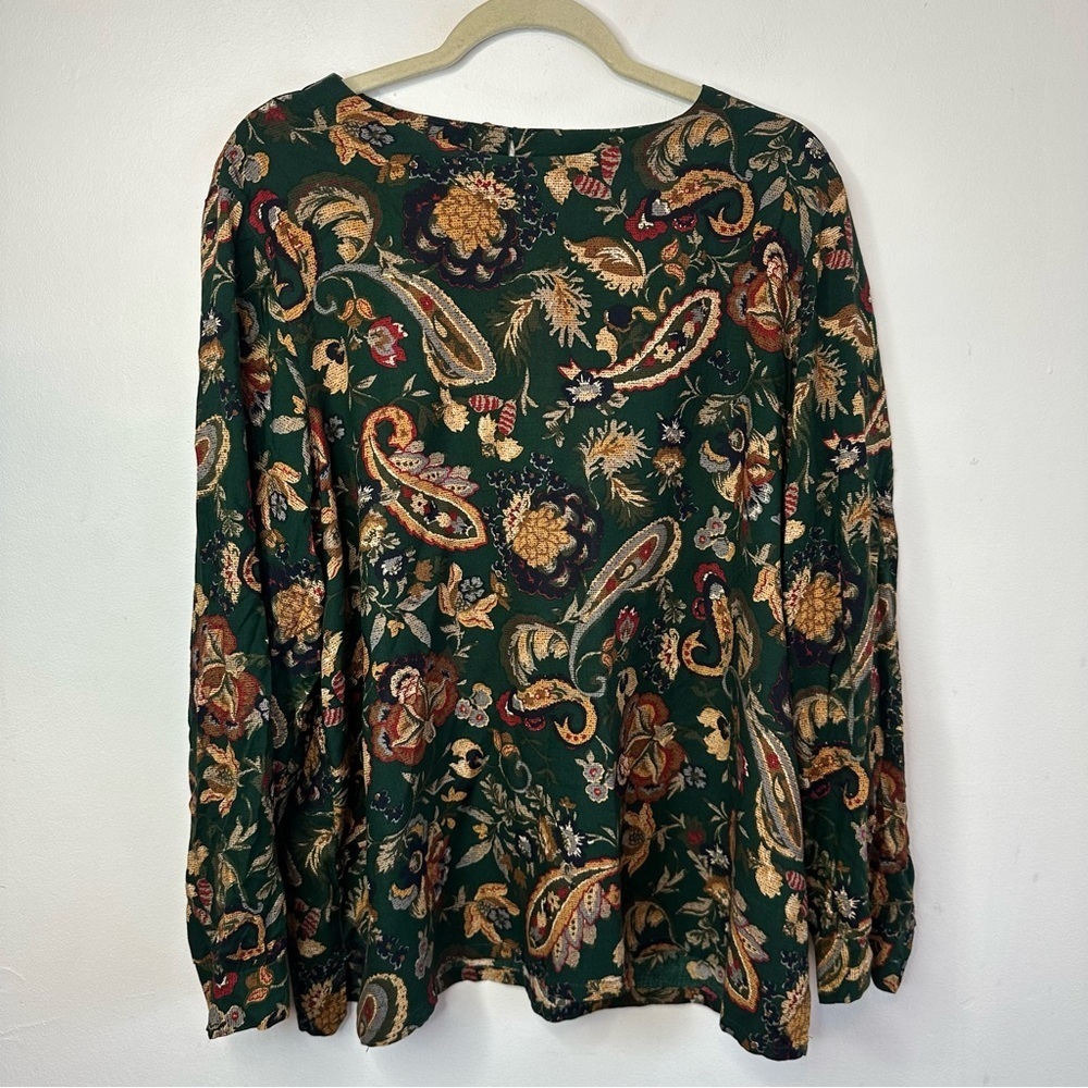 Alfred Dunner Plus Size Women’s 22W Green Floral Print Blouse Long Sleeve